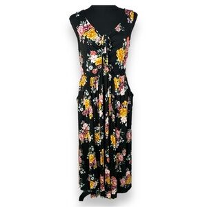 Torrid Floral Sleeveless Midi V-Neck Dress Size 00/ 10